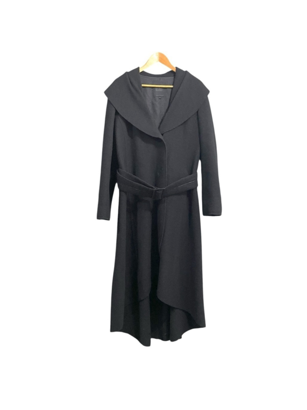 HILARY RADLEY Wool Long Trench Coat Black 12